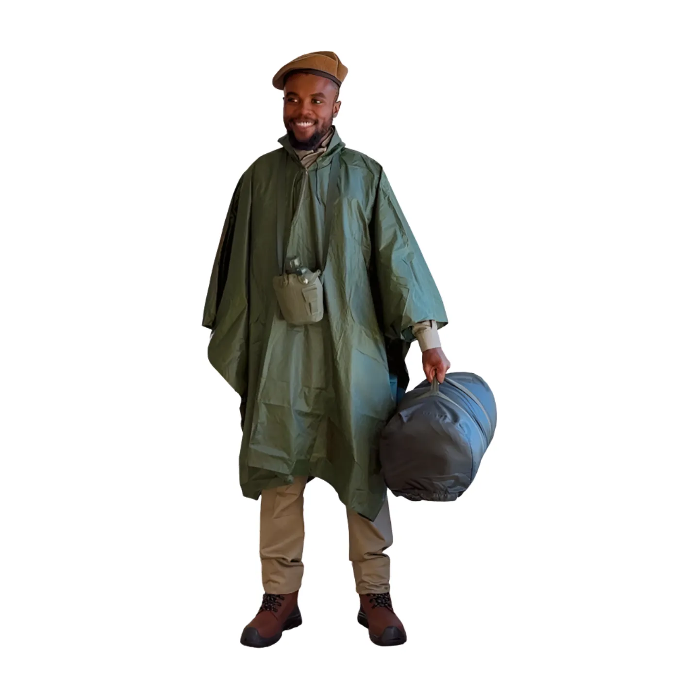 Military-Style Tactical Rain Poncho with Gear Bag